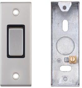 Selectric 5M Satin Chrome 1 Gang 10A 2 Way Architrave Switch With 25mm Architrave Back Box - Flush Mount