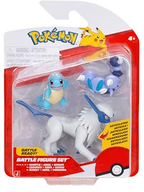 Pokémon PKW4096 – Juego de Figuras de Batalla – Schiggy, Skorupi, Absol, Juego Oficial de Figuras