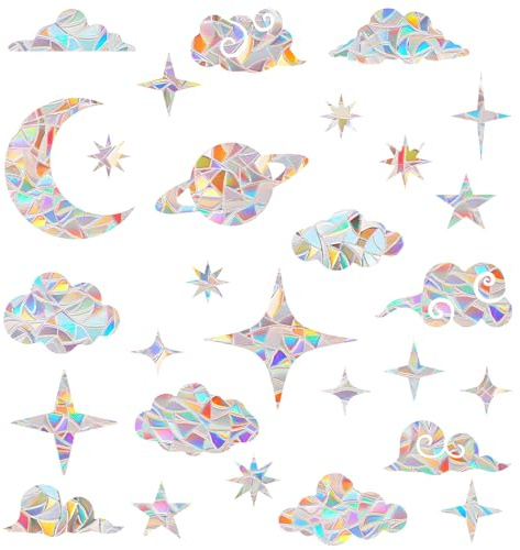 DOPENSPI 28 Stück Prisma Fensteraufkleber, Regenbogen Window Sticker Sonnenfänger Fenster Vogel Anti Kollisions Fenster Aufkleber Vogelschutz Fensterfolie Suncatcher Sticker
