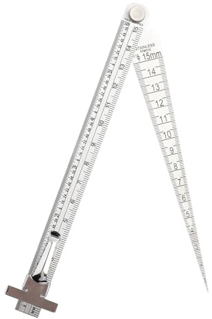 Spessimetro a lamelle Calibro di spessore da 0-15 mm Calibro di conicità for saldatura in acciaio inossidabile Calibro di profondità Righello for ispezione delle dimensioni dei fori per candele, valvo