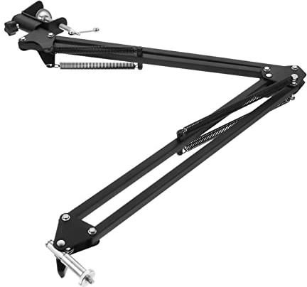 DIYEAH Flexible Long Arm Webcam Stand with Dual Suspension Springs Metal Scissor Arm Clamp Mount for Tv Stations and Families, Folding Type Desktop Camera Holder with Safety