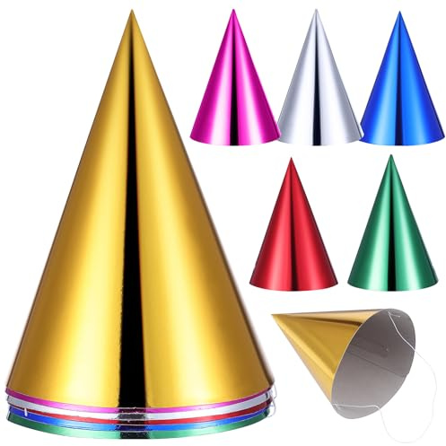 BESPORTBLE 12Stücke Partyhüte für Kindergeburtstag Bunte Metallische Hüte Deko für Feste und Feiern