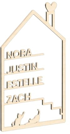 PartyMagix Deko Haus personalisiert mit Namen und Haustier - Geschenkidee Einzug Familie - Dekoration für zu Hause