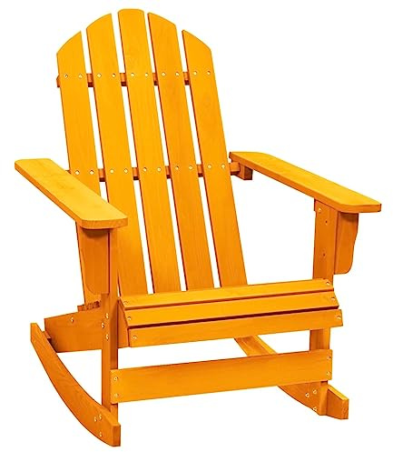 Mecedora de Jardín, Silla Mecedora de Madera de Abeto Macizo, Diseño Ergonómico y Resistente a la Intemperie, Sillón Balancín para Exteriores, Ideal para Jardín y Terraza,Naranja, 70 x 91.5 x 92 cm