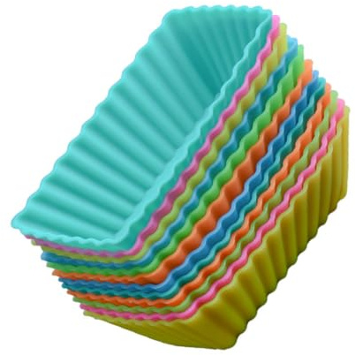 CIYODO 24 pezzi Stampi Muffin in Silicone Rettangolari per Forno Teglie per Dolci Antiaderenti Riutilizzabili in Silicone Alimentare per Muffin e Cupcake Baking Supplies e Colore Casuale