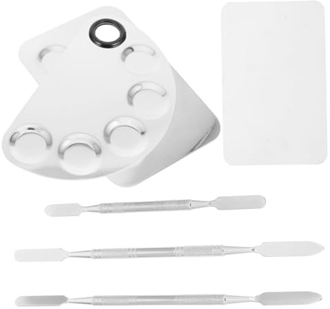 PENIKOKO 3sets Stainless Steel Nail Art Mixing Trays Palette Sticks Makeup Palettes for Manicure Supplies for Nail Artists and Home Use