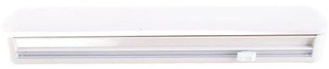 Plastic Wrap Dispenser Organizer Adjustable Cling Film Cutter Box with Suction Cup for Kitchen Storage ABS Material 37x6.2x5.2cm