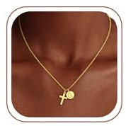 Fezodo Halskette Damen Gold mit Kreuz, 14K Vergoldet Buchstaben A-Z Anhänger Schmuck, Kette mit Buchstaben Monogramm Scheiben Halskette Damen Goldschmuck Taufe Geschenke für Frauen Teenager Mädchen