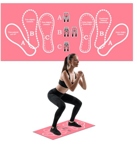 Tapis de Squat Antidérapant Rose Blanc avec Position des Pieds, Antidérapant et Absorbant les Chocs Design Scientifique Adapté à la Maison et au Gymnase, Accessoires de Sport