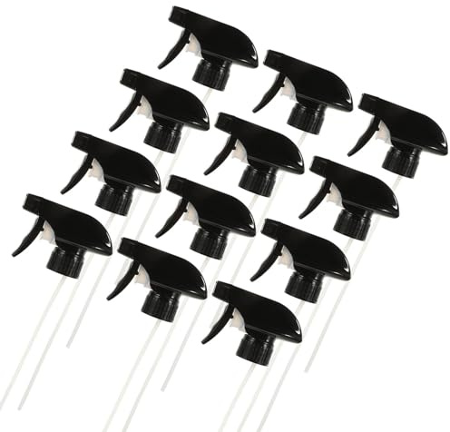 FELTECHELECTR 12 Piezas Boquilla de Pulverizador de Repuesto para Botellas de Spray Limpieza, Material Pp Negro, Modelo 28/410, Pulverización Uniforme y Segura para Baño y Habitación