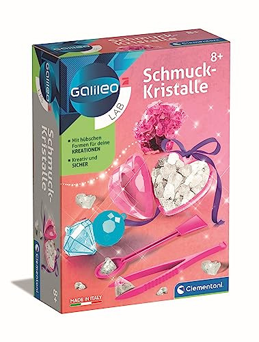 Clementoni Galileo Lab – Schmuckkristalle, Spielzeug für Kinder ab 8 Jahren, Bunte Kristalle züchten, Kettenanhänger zum Selbermachen, farbenfroher Experimentierkasten von Clementoni 59062
