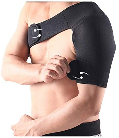 Fitness Guru Adjustable Neoprene Shoulder Support Brace Strap Wrap Belt Band Pad Arthritis, Gym, Sports, Brace, Pain Relief, Injury Prevention (Left)