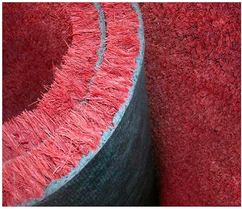 EMMEVI Felpudo de Coco Natural Rojo de 17 mm de Grosor, Antideslizante, para la Entrada de la Puerta, 100x200 cm