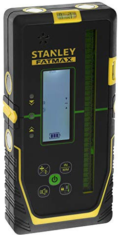 Stanley FatMax Rotary Laser Receiver for Green Laser, Large Working Range: Diameter 600 m, Radius 300 m, 2 Accuracy Levels, Extra Large Receiver Window, Black/Yellow