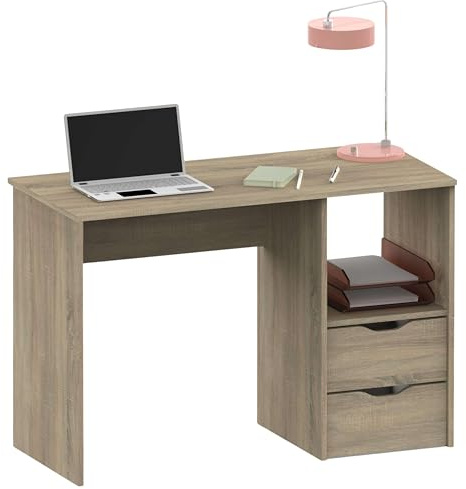 MUEBLES PITARCH | Escritorio con 2 Cajones, Mesa de Estudio, Juvenil de Ordenador, Roble Cambrian, 76x115x50cm (Alto x Ancho x Fondo) Vintage Colección Tibet