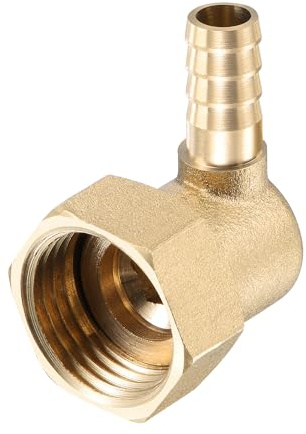 sourcing map Raccord Cannelé Tuyau Laiton Coude 8mm x G1/2 Connecteur Tuyau Femelle à écrou Pivotant pour Eau Carburant Air