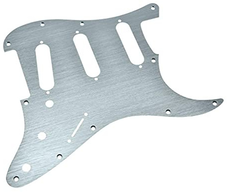 KAISH Pickguard ST/Strat SSS Schlagbrett für USA/Mexiko Stratocaster/Strat, 11 Löcher, eloxiert, modernes Design, silberfarben