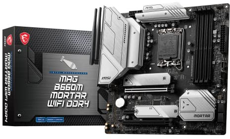 MSI MAG B660M Mortar WiFi DDR4 Mainboard Micro-ATX - unterstützt Intel Core Prozessoren 12. Generation, LGA 1700 - DDR4 Memory Boost 4800+MHz/OC, PCIe 4.0 & 3.0 x16 Slots, 2 x M.2 Gen4 Slots, Wi-Fi 6