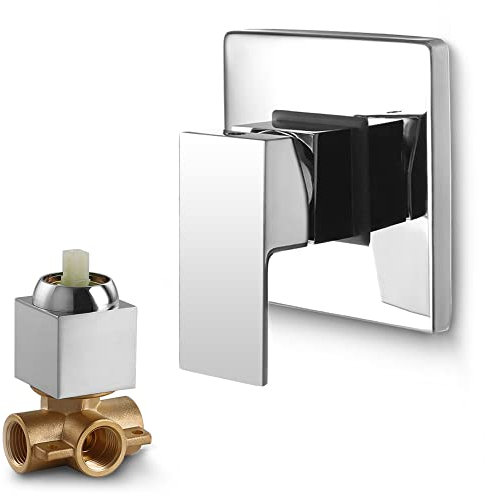 SKOWLL Concealed Shower Mixer Tap Wall Mount Single Lever Shower Mixing Tap Mixer Concealed with Valve Body, Polished Chrome