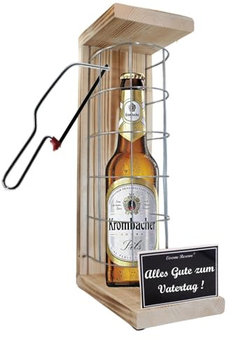 Krombacher Pils Geschenk Vatertag Krombacher - Eiserne Reserve Gitterkäfig Bier Biergeschenk s/w Alles Gute zum Vatertag Bier (1 x 0.5 l)