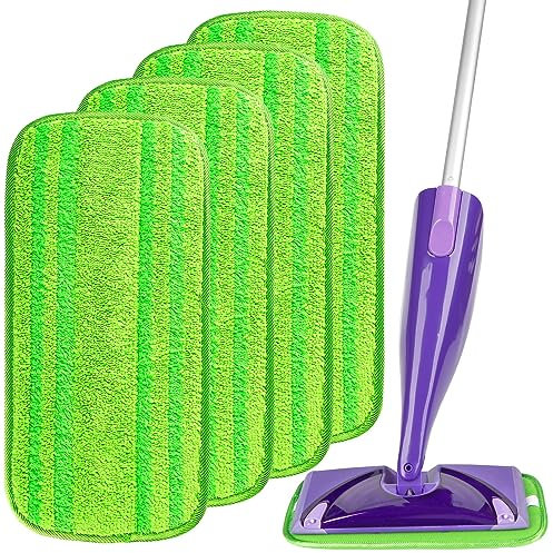AIDEA Lingettes Reutilisable pour Swiffer WetJet 4 Packs,Tampon à vadrouille réutilisable,Mop Pads en Microfibres pour Nettoyer et frotter Les sols secs ou humides, Le Bois, carrelage et marbre