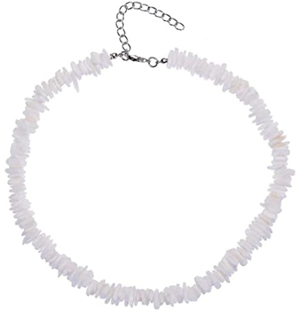 Cadena De Conchas Naturales, Chips Blancos Con Cáscara, Gargantilla De Playa De Surfista Ajustable, Collar De Playa De Hawaianos Para Mujeres, Niñas, Gargantilla De La Playa, Choque De Cáscara, Cadena