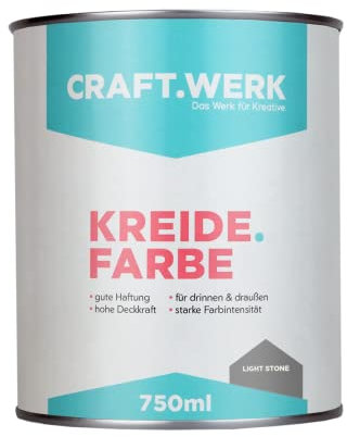 CRAFT.WERK Kreidefarbe für Möbel (750ml, light stone) ultramatte Chalk Paint Farbe für Holz - Möbelfarbe einfach zu verarbeiten - Möbellack auf Wasserbasis - Made in Germany
