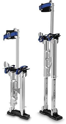 GCCSJ 18''-30'' Stilts for Adults Adjustable Heights Aluminum Work Stilts with Protective Knee Pads for Sheetrock Drop Ceiling Painting Painter or High Shrub Trimming