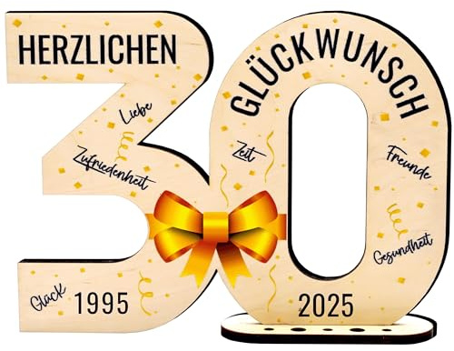 defiPad 2025 Holz-Schild Gästebuch 30 Geburtstag Geschenk fur Frau oder Mann | 30 Jahre Holz Geschenke und Gästebuch fur Geburtstag Jubiläum | Geburtstagsdeko | Geburtstagsgeschenk für Frauen