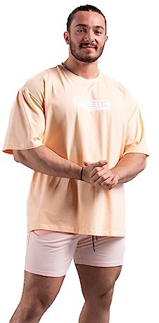 ATHLETIC AESTHETICS Infinity Oversize T-Shirt für Herren (L, Peach)- Bequemes Freizeit- und Fitnessshirt - Rundhals-Kurzarm-Shirt für Sport, Fitness und Freizeit
