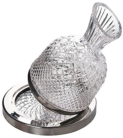 JTBDWOSK Rotwein-Dekanter, 1500ML 360 ° Drehbarer Edelstahl-Boden-Dekanter, Gyro-Dekanter Roter Wein-Dekanter, Schnell Rotierender Dekanter, Tumbler-Whisky-Dekanter, für Jeden Anlass Geeignet,Clear