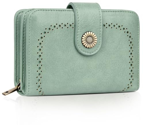 TEUEN Geldbeutel Damen Große Kapazität PU Leder Vintage Portemonnaie Brieftasche Geldbörse Mittelgroß mit RFID-Blockierung und Mehreren Fächern Frauen