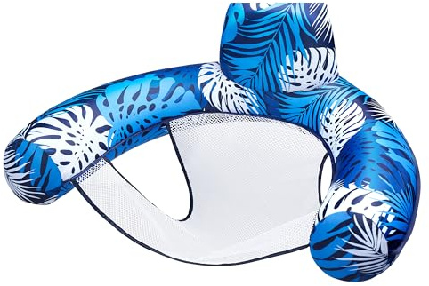 SLOOSH Inflatable Pool Noodle Chair,Pool Floats Chair Adult with Plant Pattern,Floating Water Hammock,Blow up Pool Noodles Rafts for Relaxing Swimming Party Summer Water Beach Lake Fun,Blue