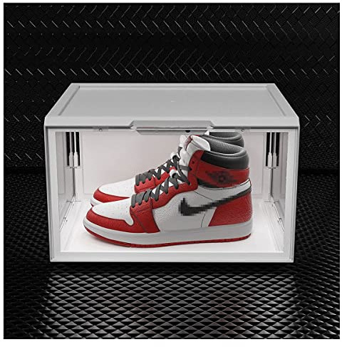 reagal Mit LED-Licht stapelbare Schuhboxen transparent für Schuhe bis Größe 27,5 x 21,5 x 12,6 cm modulare Schuh-Organizer mit Tür & Durchlüftung (Color : Bianco, Size : 3pcs)