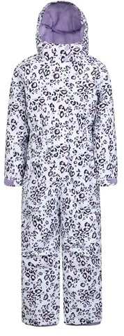 Mountain Warehouse Cloud Kids Snowsuit - Waterproof, Adjustable, One Piece Jumpsuit with Taped Seams & Fleece Lining, Girls & Boys - Winter, Ski & Rain Lilac (Printed) Kids Size 3-4 Years