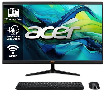 acer Aspire C27-1800 All-in-One-PC mit 27 Zoll FHD LED LCD (Intel Core i5-12450H, 16 GB DDR4, 1024 GB SSD, Wireless Keyboard/Wireless Mouse) – Windows 11 Home