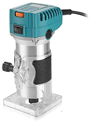 MEIVIYA Router di Legno Elettrico Lavorazione del Legno Trimmer Fresatrice Manuale Fresa for Legno Utensile Elettrico 6,35 mm 800 W(6 Gear Blue)