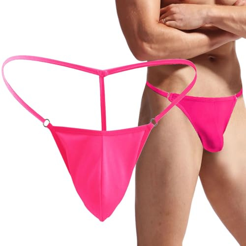 VemeFufu Perizoma da uomo Intimo - Perizoma Filato Sexy Slip da uomo - Perizoma Slips String Uomo, 1 confezione C. Rosso Rosa, Taglia unica