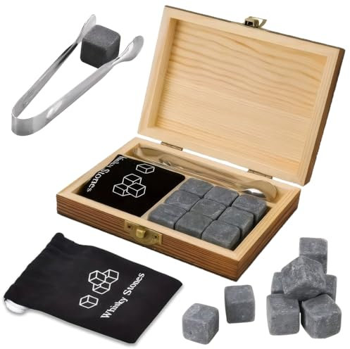 Cnwinu Whiskey Stones,Tweezer,Whisky Gift Set,Men Gifts,Xmas Gifts, Personalised Gifts For Men,Dad Birthday Gifts (Whisky Stones)