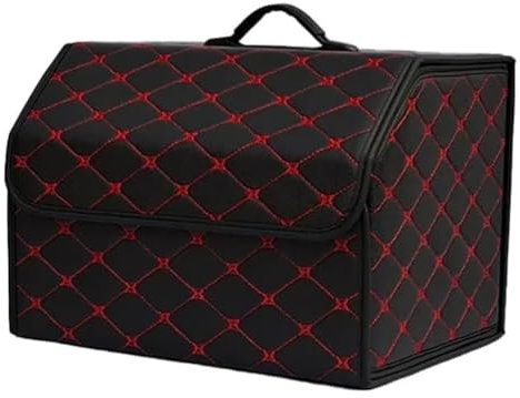 IUKTHHJOR Kofferraum Organizer für Maserati Ghibli GranTurismo,PU-Leder Faltbare Zusammenklappbarer Wasserfeste Langlebig Aufbewahrungsbox Innenraum Zubehör,Black-Red-M