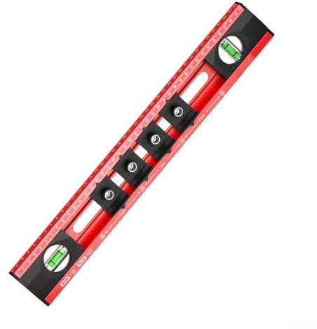 HpLive Nivel de burbuja de aluminio de 40 cm con regla de medición para posicionamiento y nivelación en proyectos de construcción eléctrica, color rojo