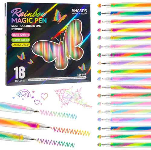 Confezione da 18 penne a inchiostro gel che cambiano colore, penne fluorescenti glitterate,penne da disegno pennarelli coloratiper Album di Diario, Disegno,e Biglietti d'Auguri - per Adulti e Bambini