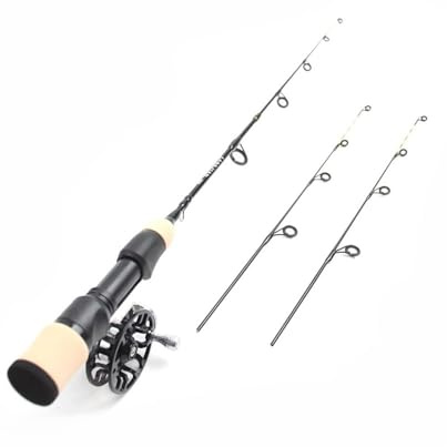 Telescópico portátil Juego de cañas y carretes Pesca Hielo Carbono 55 cm for Invierno, Equipo Ultraligero for Carpas al Aire Libre