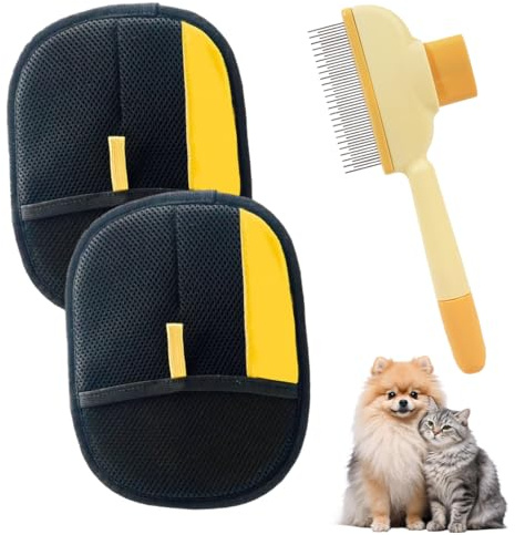 OPVYAEU Guante Anti Pelos Mascotas Set Guantes Antipelos Perro Gato Pet Multifuncional mejorado de doble cara Hair Remover Glove con Peine Quitapelos para Sofá Ropa Coche Limpieza Mascotas