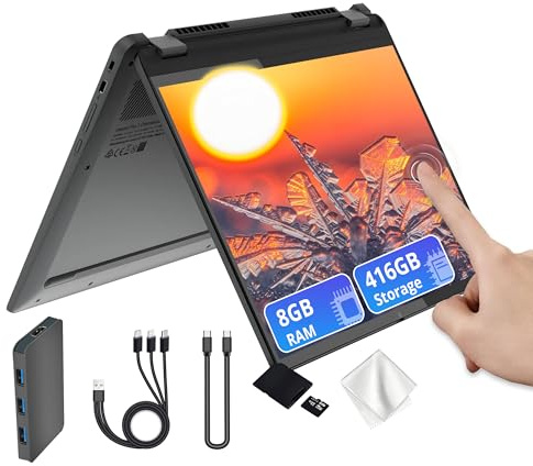 Lenovo Flex 5i Chromebook Plus 14 WUXGA Touchscreen 2-in-1 Laptop, Intel Core i5-1334U, 8GB LPDDR4x, 416GB Storage (256GB SSD&160GB Docking Station), Backlit Keyboard, FHD Camera, Chrome OS, Gray