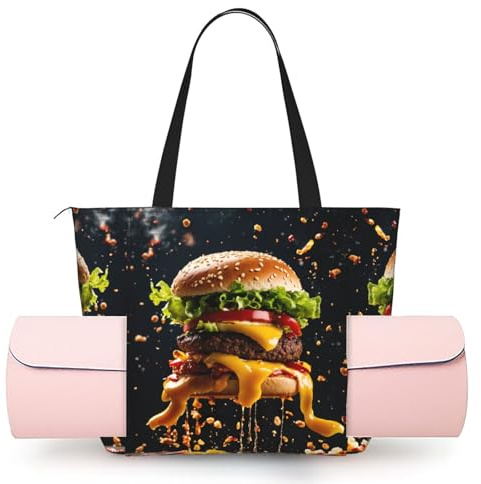 EdWal Fast Food Print Womens Gym Bag Yoga Mat Bag Tote Bag with Zip Sports Bag Holdall Bag Shopping Bag Travel Bag