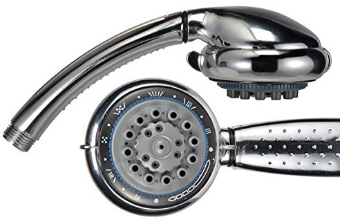 Bambelaa! Wellness Handbrause Duschkopf Massagekopf Duschbrause aus Kunststoff 8-Fach verstellbare Funktionen silber/grau (Verchromt) 1 Stück