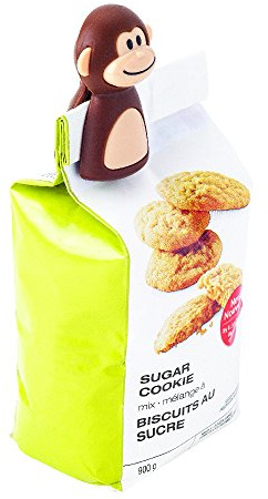 Joie Kitchen Gadgets 77729 2-Piece Monkey Bag Clips, Brown/Beige, 3 x 3 x 7 cm