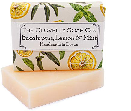 Clovelly Soap Co EUCALYPTUS, LEMON & MINT Handgefertigte, Feuchtigkeitsspendende Naturseife mit Eukalyptus, Minze & Zitrone - Ökologische, Vegane Seife aus Natürlichen Zutaten (100 g)