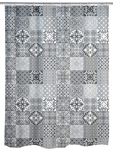 WENKO Rideau de Douche Portugal - Lavable, avec 12 Anneaux pour Rideau de Douche, Polyester, 180 x 200 cm, Multicolore